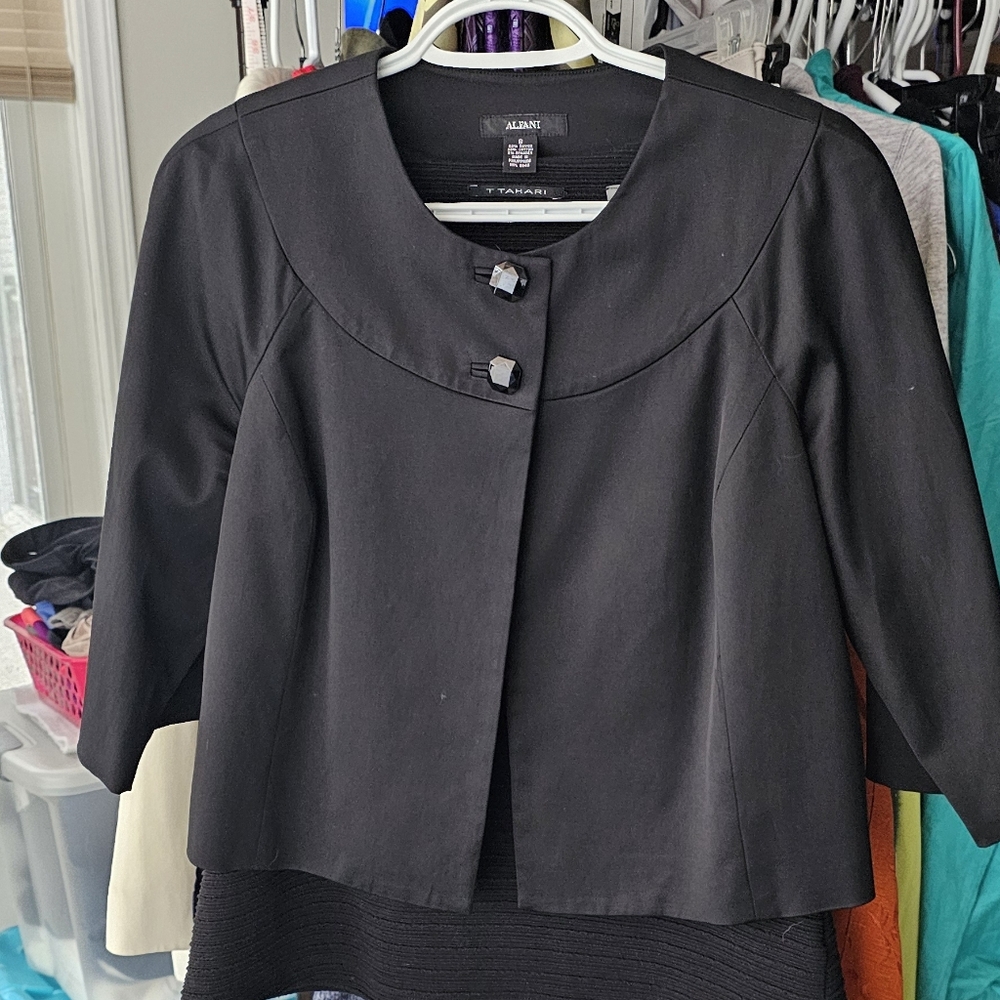 Alfani Black Blazer Classic Silhouette Smooth Fabric